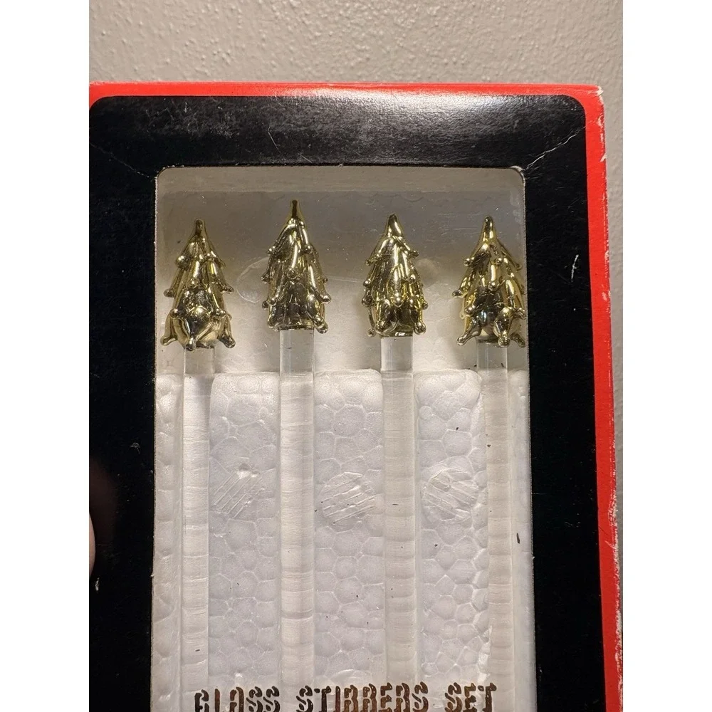 Bar Set Georges Briard Glass Stir Cocktail Set Gold tree New In Original Package